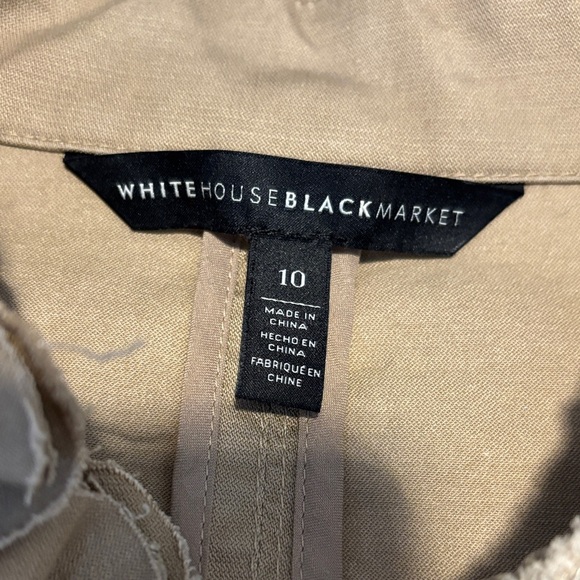 White House Black Market Beige Twill military jacket with Ruffles size 10 - Picture 2 of 8